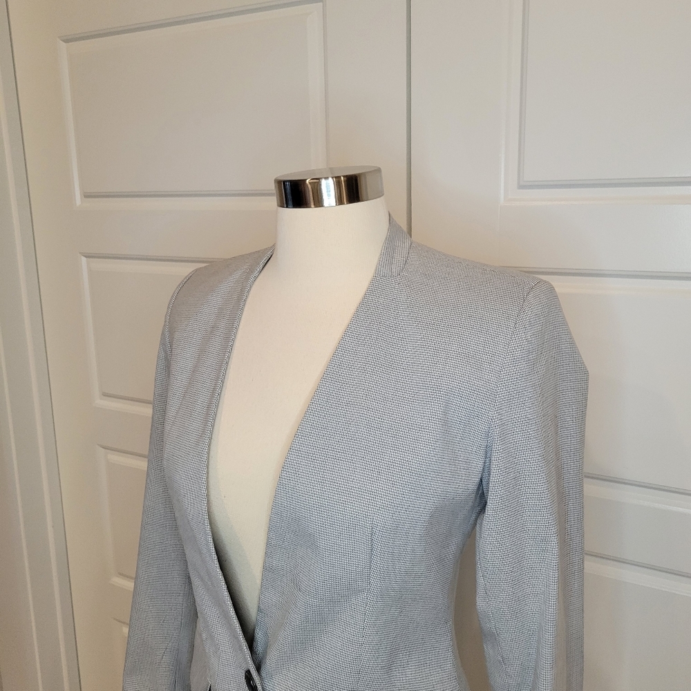 Zara Basic Collection Gray Houndstooth Blazer Siz… - image 4